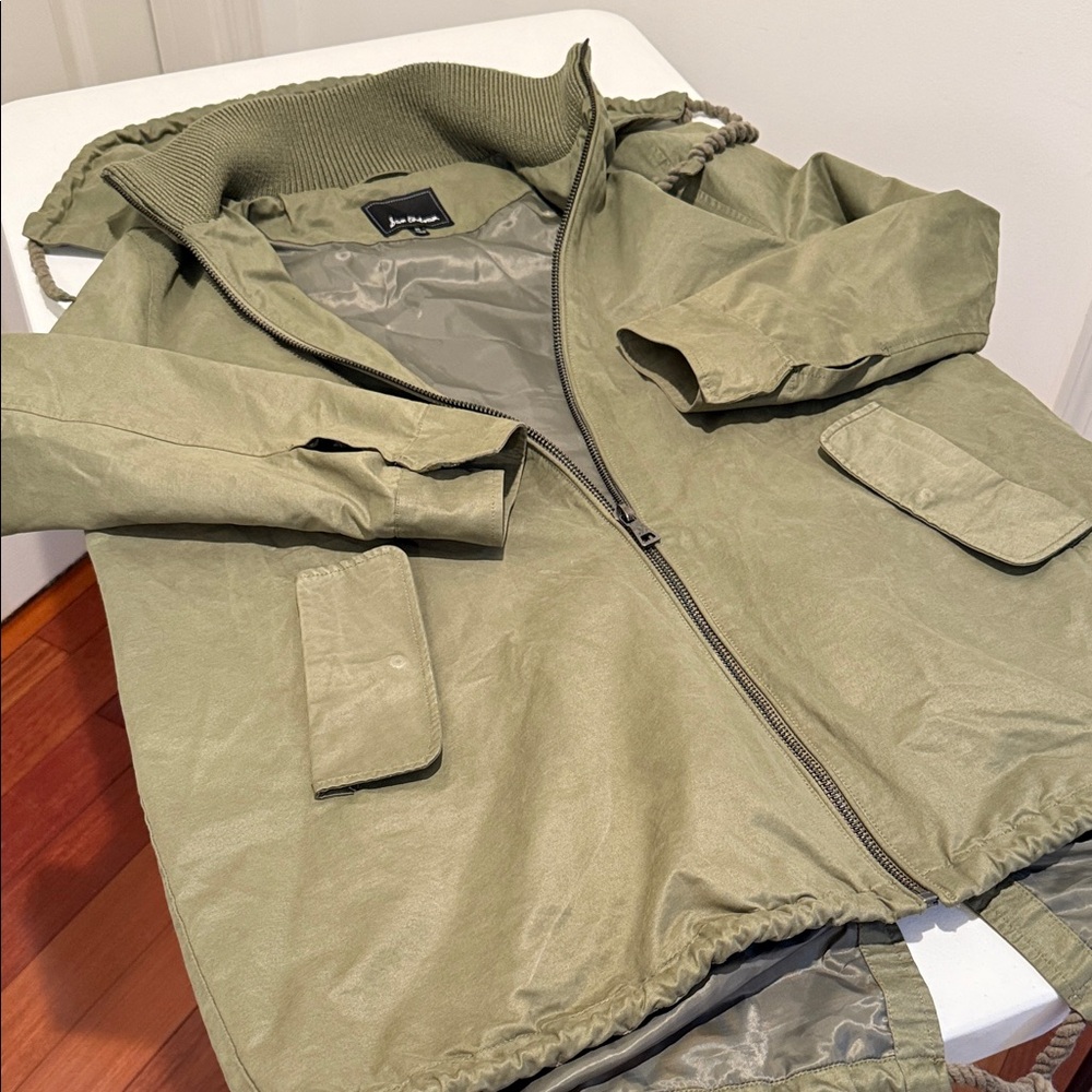 Anorak High Double Collar Full Zip Outdoor Autumn Warm Rain/Wind Boyfriend Fit M - Picture 2 of 13